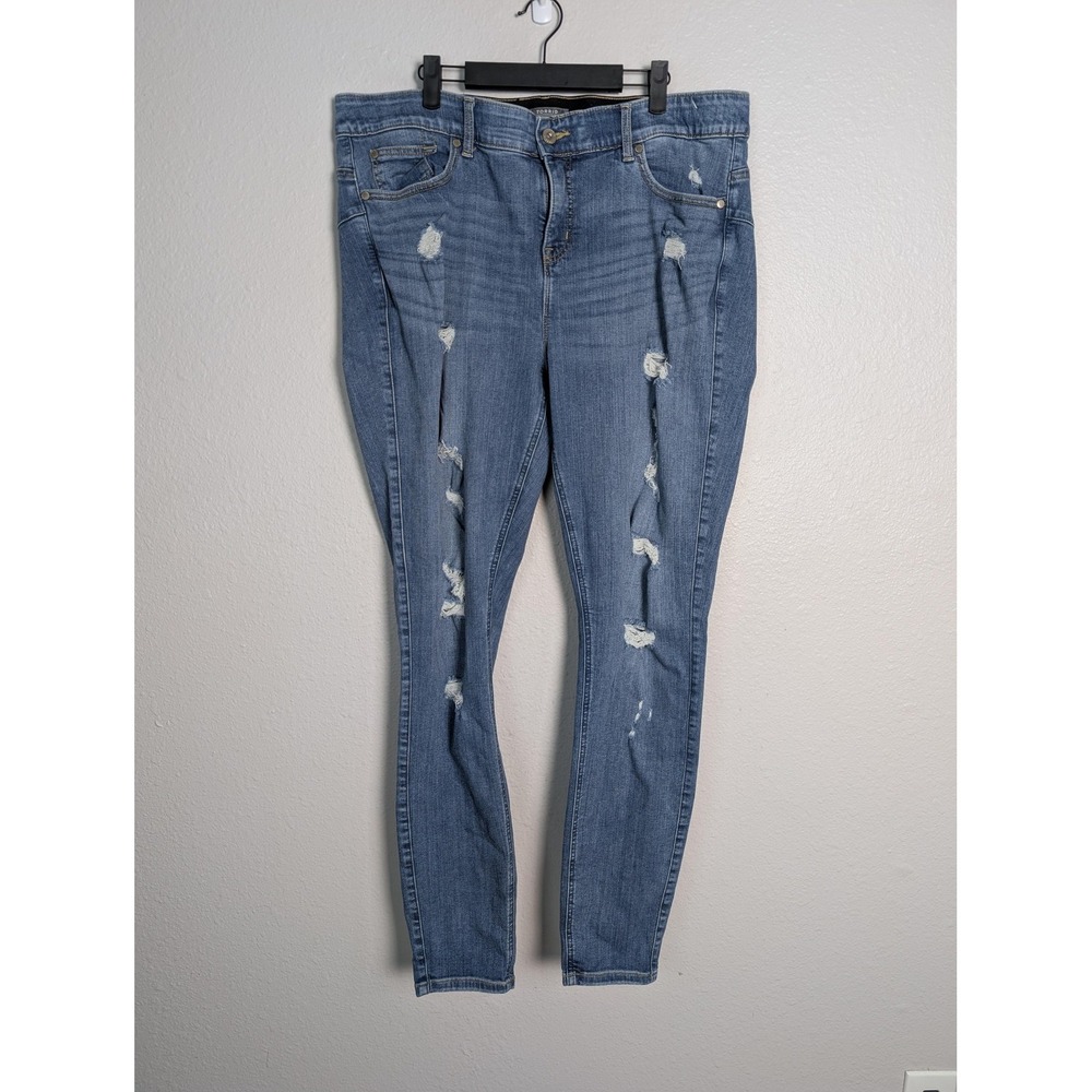 Torrid‎ Bombshell Skinny Jeans Womens 20 Blue Medium Wash High Rise Distressed